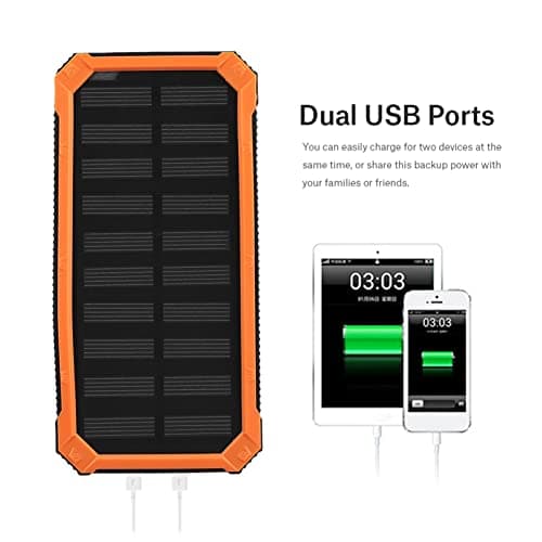 20000mAh Solar Power Bank Portable Charger, Dual USB Solar Panel Charger with Fast Charge, DIY Solar Phone Charger Kit for Camping Hiking Emergency (Battery Not Included) (Orange) — view 3