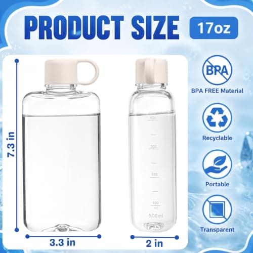 ZEAYEA 2 Pack Portable Flat Water Bottles, 500ml BPA Free Drinking Bottle — view 2