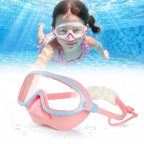Kids Swimming Goggles with Nose Cover, HD Wide View Anti-Fog UV Protection Swim Goggles, No Leak Adjustable Clip on Swim Mask for Boys Girls Youth 4-16