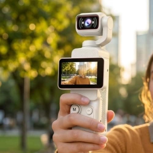 Linhexis 1080P Vlogging Camera with 180° Auto-Rotating Lens(White) — view 2