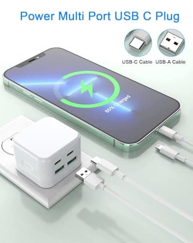 Multi USB and USB C Charger Plug UK Fast Charge,40W Multiple Ports Charging Head Dual Type C Power Adapter i Phone Apple Plugs USBC for iPhone 17 16 15 14 13 12 11 Pro Max Plus iPad 10th A16 Watch — view 3