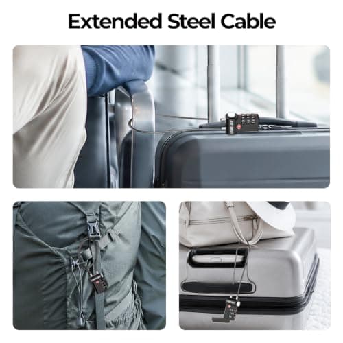 SURE LOCK TSA Compatible Travel Luggage Locks, Inspection Indicator, Easy Read Dials (Extra Long Cable) — view 5