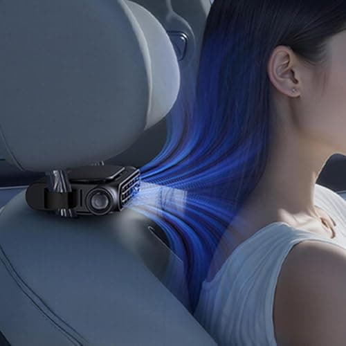 GINGER TECH Car Backseat Fan, 3000mAh Rechargeable Car Seat Cooling Fan, Angle Adjustable Carseat Cooler with 3 Speeds, Clip On Air Circulator, Electric Vehicle Fans for Road Trips Camping (1PC) — view 2