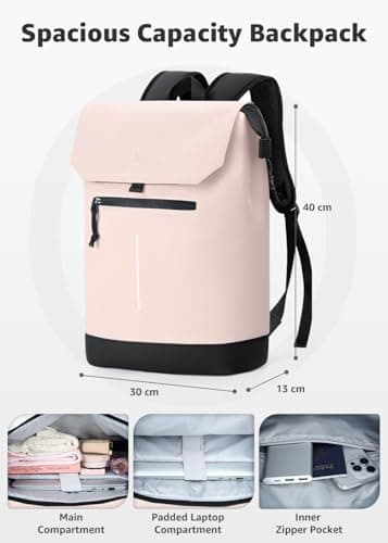 Lekespring Laptop Backpack Women-Waterproof Rucksack Bag for Women, School Bag for Girls, Work Backpack for Ladies, Pink — view 5