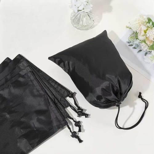 Black Cotton Drawstring Bag Small Storage Pouch 6Pack Set – Natural Fabric Drawstring Bags for Travel Organization Multi-Purpose Soft Storage Pouch for Shoes Eco-Friendly Cotton Stuff Bag — view 2