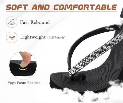 KuaiLu Women's Rhinestone Flip Flops Arch Support Yoga Mat Cushion Sandals — view 5