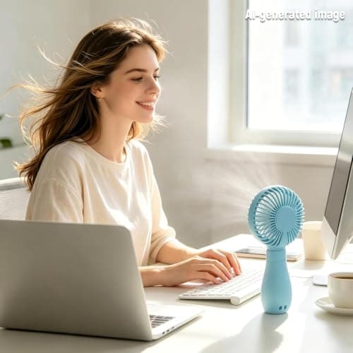 Mini Handheld Fan USB Rechargeable 3 Speed Portable Table Fan, Mini Fan Handheld, USB Rechargeable, 3 Adjustable Speeds, Travel & Commuting — view 5