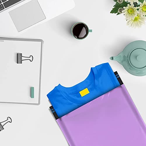 YUNJU 60 Mixed Mailing Postal Self-Seal Closure Plastic Bags - Envelopes for Posting Clothes, Postal, Packaging, Shipping Bags - Tempered Proof, Secure Medium Postage Bags - Mixed Sizes - Purple — view 5