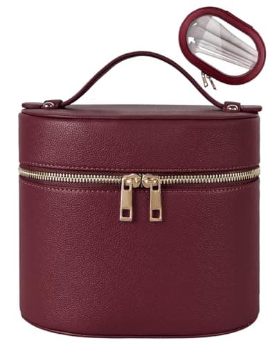 Prite 2 Pcs Makeup Bag Vanity Case for Women with Clear Pouch, Burgundy