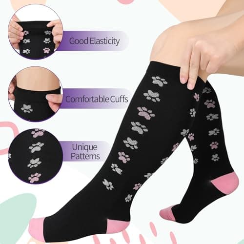 Zuimei 3 Pair 15-20 mmHg Plus Size Compression Socks for Women Men, 3Color — view 3