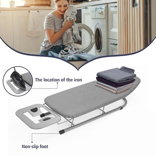 Rainberg Table top Ironing Board, Small-Foldable Design, Non-Slip Folding Legs, 100% Cotton Cover with Foam Layer, Steam Iron Rest, Lightweight, Space Limited Places, 76 x 30cm — view 4