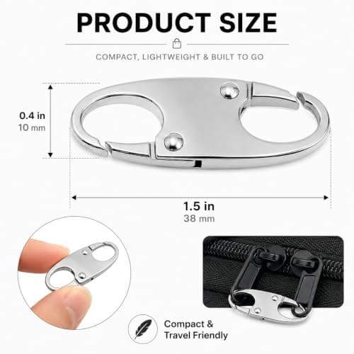 Dual-Head Zipper Lock Clasps, 10-Pack (Gold, Silver, Bronze, Black, White - 2 Each) - Security Lock for Luggage, Backpacks, Suitcase, Easy-Install Anti-Theft Zipper Pull Locks — view 5