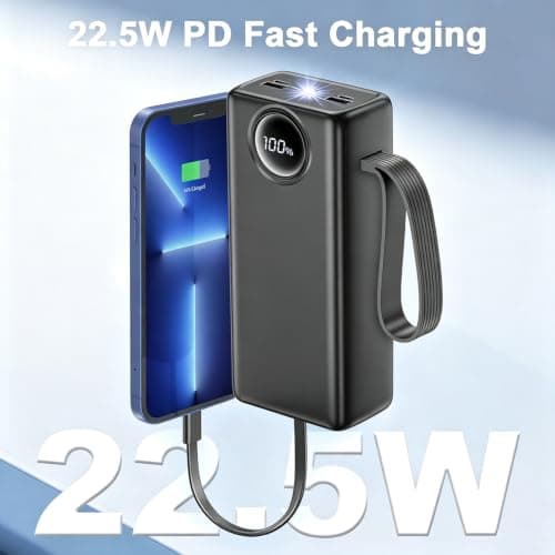 27000mAh Portable Charger with 4 Built-in Cables & 22.5W Fast Charging — view 4