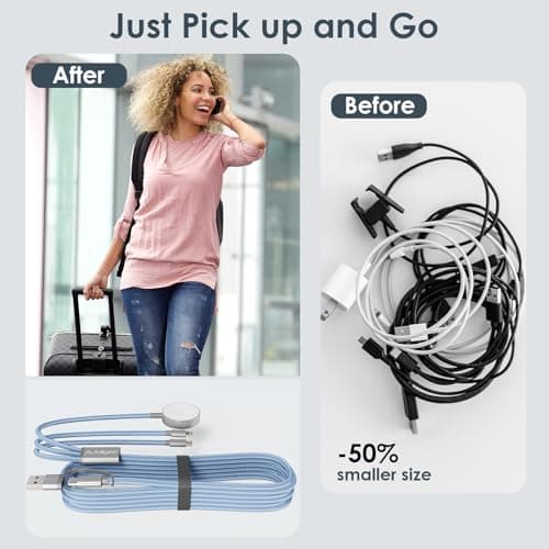Travel Essentials for Apple Watch Charger 3 in 2 Multi Charger Cord-Blue — view 6