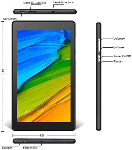 PRITOM 7 inch Tablets Android 13,32 GB, (Expandable 128GB),3500 Mah, Tablet PC, Bluetooth,Dual Camera,WiFi, Portable Tablet PC with Black Case — view 6