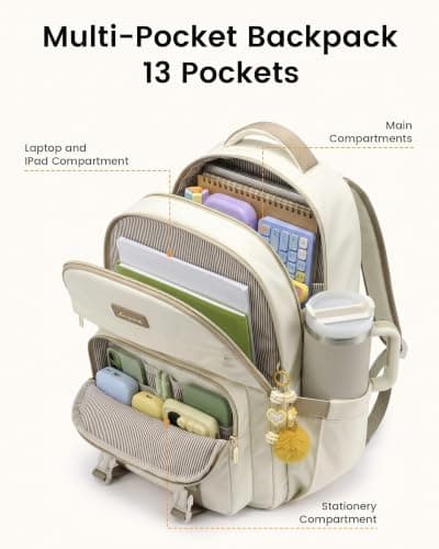 LOVEVOOK School Backpack Womens, School Bag for Teenage Girls Secondary — view 3