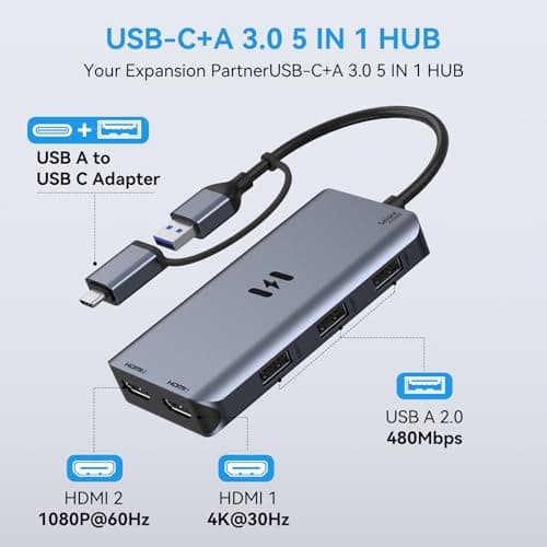 USB 3.0 Docking Station for Mac & Windows,Dual Monitor 2 HDMI Adapter — view 2