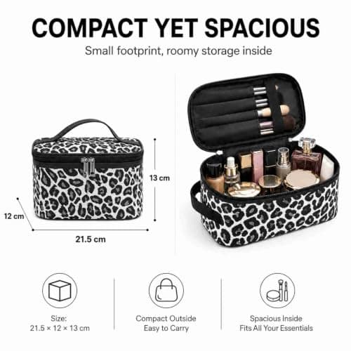 Large Leopard Print Makeup Bag with Brush Organiser, Travel Cosmetics Bag — view 2