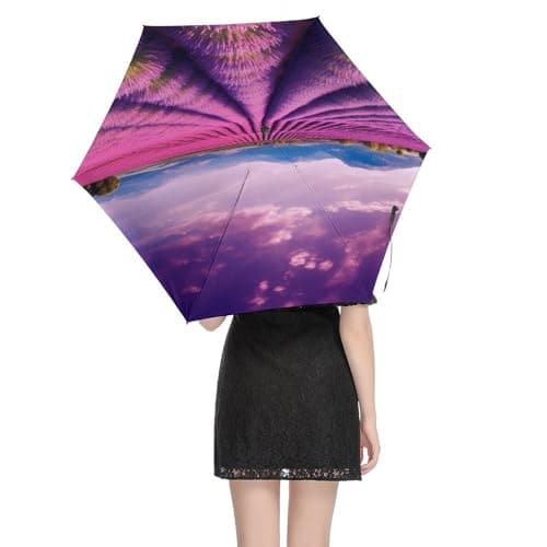 BVKWNTSA Sunscreen 5-fold Portable Parasol, Lavender Fields Printed Umbrella Is Small And Portable, Suitable for Summer Sun Protection, Rainy Day Travel, Travel, Etc. — view 3