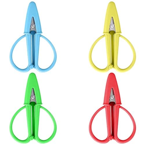 Yuerme 4 Pack Mini Scissors with Protective Caps,8.5cm Portable Small Scissors for Travel,Sharp Stainless Steel Embroidery Sewing Scissors for Crafts,Thread,Yarn,Hand Luggage Safe,Multi-Colour