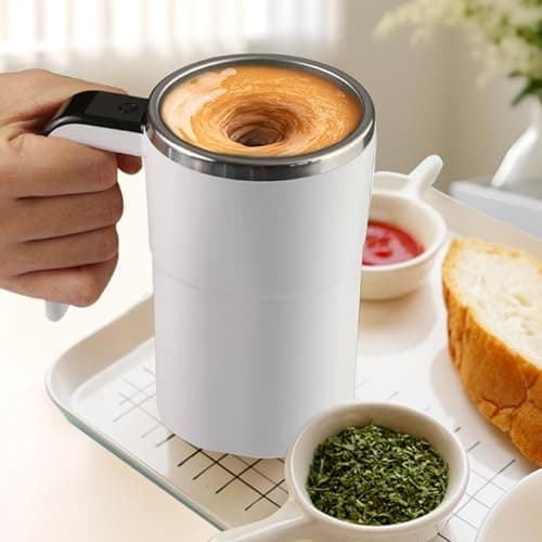 Self Stirring Coffee Mug - 380ml Electric Mixing Cup with Magnetic Stirrer | Rechargeable Mixer Cup with Temperature Display | Travel Office Mug for Coffee/Milk/Protein Powder — view 2