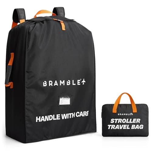Bramble - Stroller Bag for Airplane Gate Check - Water Resistant Ballistic Nylon Pushchair Travel Bag with Padded Neoprene Straps, Carry Pouch & ID Window - 90 x 60 x 35cm (Black)