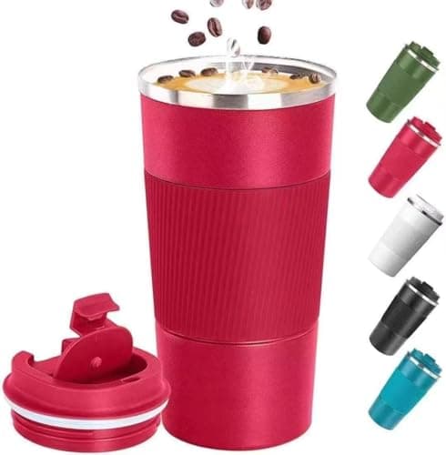 Travel Mug with Leakproof Lid,Insulated Reusable Coffee Mug for Hot&Cold Drinks/Tea,Portable Stainless Steel Thermal Takeaway Travel Coffee Cup for Car/Outdoor/Picnic/Office/School (Coffee Cup red)