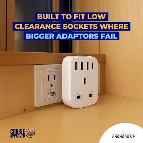 Cruise Approved 5-in-1 Travel Adaptor – Non-Surge for Cruises & Travel Use – 3 USB + 1 USB-C – Works on P&O, Marella, Cunard, Fred Olsen, Ambassador and more – Cruise Essential — view 4