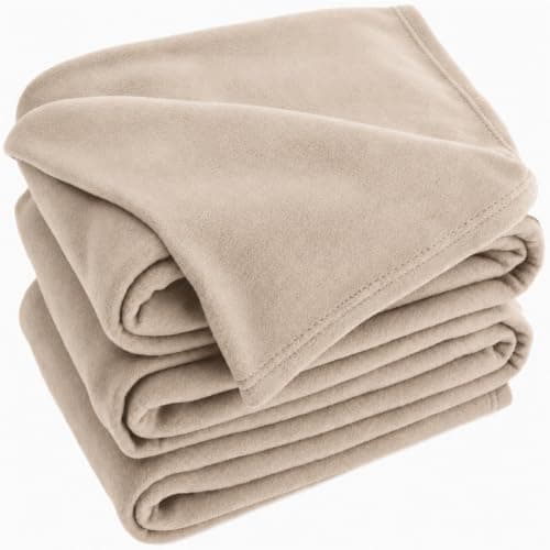 Adore Home Soft Warm Polar Fleece Blanket Large - Cosy Throw for Sofa, Bed, Travel, Car and Camping, 150x200cm, Natural