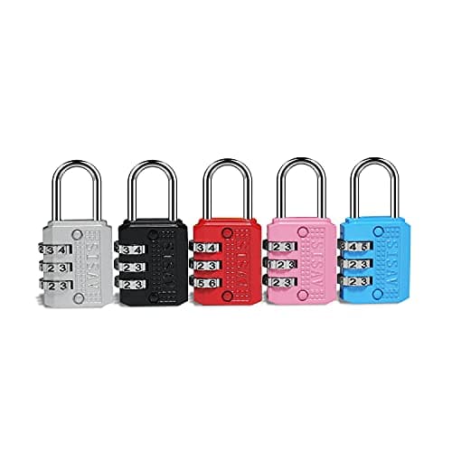 SISAV 3 Digit Combination Lock,Gym Padlock,Outdoor Padlock,Suitable for School Lockers,Tool Boxes,Travel Backpack,Hasp(Silver 5pack) — view 3