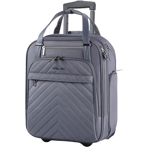 VANKEAN Rollable Laptop Bag Underseat Travel Backpack with Wheels 16” Grey