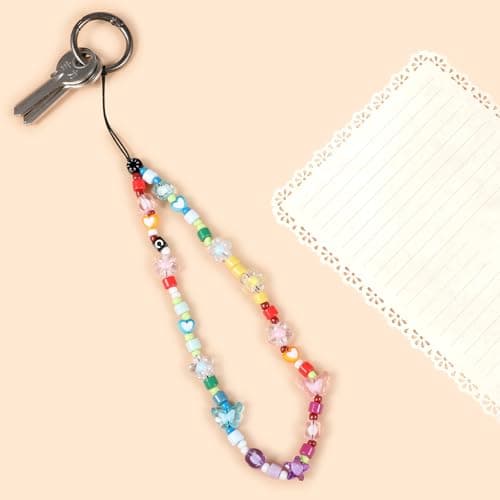 Shimmeroo Rainbow Beaded phone charms, Butterfly Acrylic Phone Wrist Strap — view 3