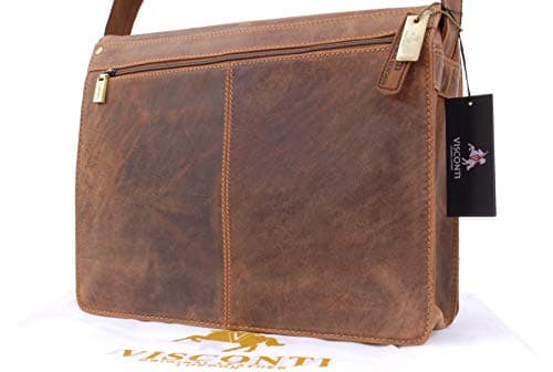VISCONTI - Medium Genuine Leather Messenger Bag - Harvard 18548 Oil Tan — view 4