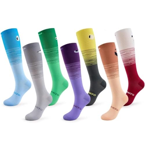 CAMBIVO 7 Pairs Compression Socks for Women & Men, 8-15 mmHg Light Support