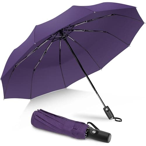 ZOMAKE Compact Umbrella Windproof,Travel Small Umbrella (46in-Purple)