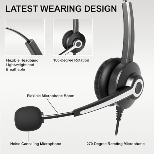 Voistek USB Headset with Microphone for Laptop,PC Headphones with 3.5mm Plug,Detachable USB-A Cable & Type-C Adapter,Noise Cancelling Mic,In-Line Volume Control,Mute Button for Teams Zoom,Home Office — view 4