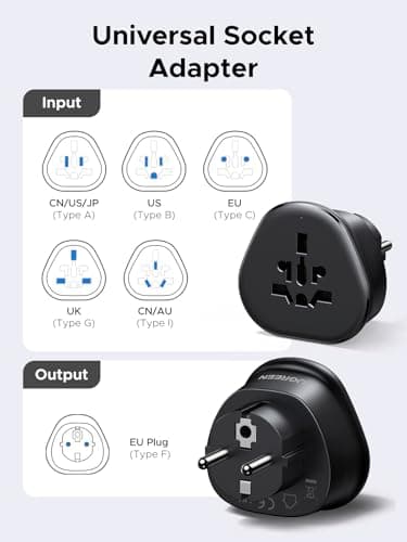 UGREEN 35W USB C Charger Plug with Universal UK to EU Travel Adapter, Compact Dual Port Fast Charging Travel Kit for iPhone Samsung Europe Travel — view 3