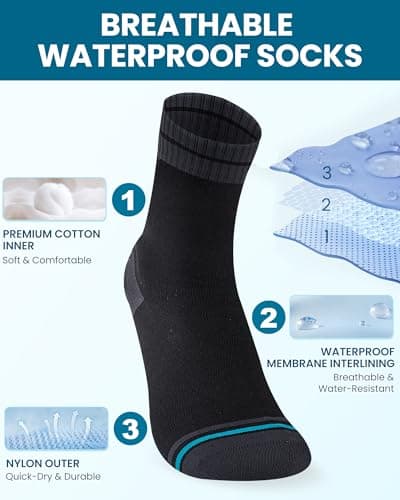 inaWarm Waterproof Hiking Socks for Men, Breathable Crew Length — view 3