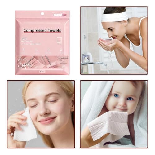 Compressed Towels Set, With 6 Pieces Ultra Absorbent Expandable Design, 30x60cm, Portable Travel Washcloth Tablets, Soft Quick Dry Bath Towels, For Camping Gym Hiking Hotel Beach Travel Use — view 5
