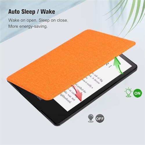 CIAOYE Compatible with 6" New Kindle 11th Generation Case 2024/2022 Release, Lightweight PU Leather Hard Plastic Cover with Smart Auto Wake/Sleep for Amazon Kindle 11th Generation 2024/2022, Orange — view 4