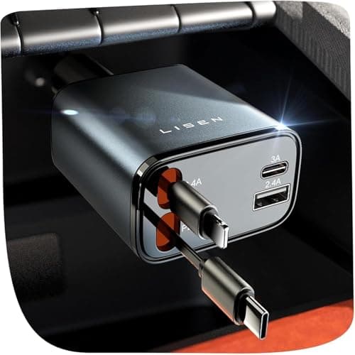 LISEN Retractable Car Charger Fast Charge 84W Car Accessories Gifts for Men