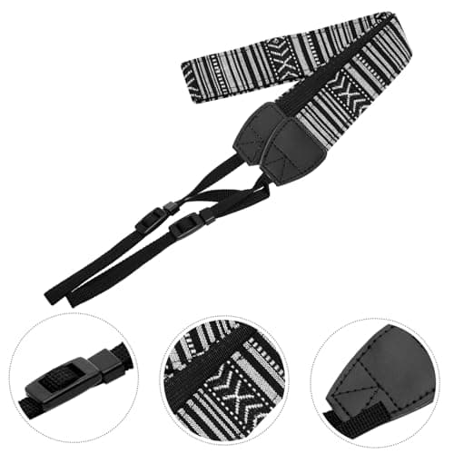STOBOK Wide Black Canvas Camera Strap with Easy to Carry and Connect Features for Travel and Outdoor Photography — view 6