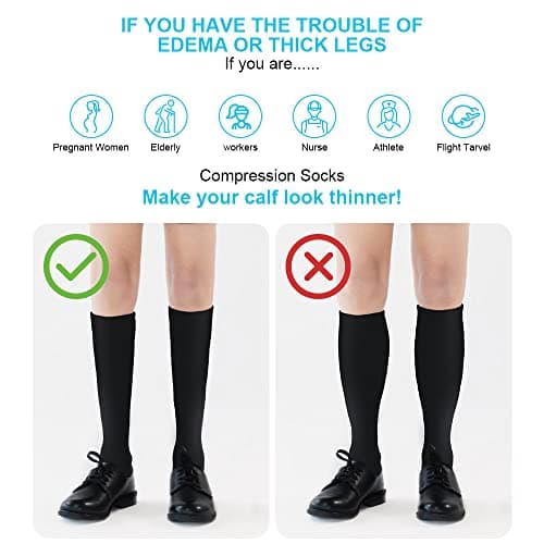 ACWOO Compression Socks for Women & Men, 3 Pairs Non-Slip Breathable Long Tube Compression Socks, Flight Socks Running Socks for Support, Sports, Flying, Maternity Pregnancy, Nurses, Travel — view 5