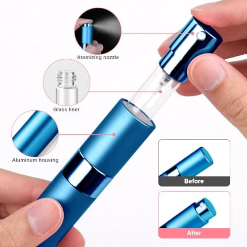 ACWOO Perfume Atomiser Bottles, 3Pcs 10ml Refillable Travel Spray Bottles, Portable Mini Refillable Empty Perfume Bottle, Empty Spray Bottle for Travel, Vacation — view 4