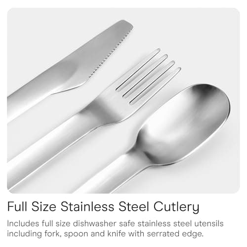Chilly's Cutlery - Portable Cutlery, Stainless Steel Utensils with Aluminium Travel Case, Reusable Knife, Fork, Spoon, & Straw, Dishwasher Safe - for Travel and Camping - Lavender — view 2