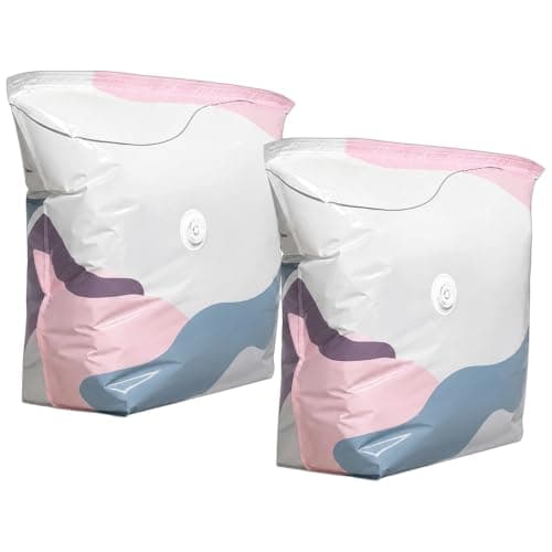 2 PCS No Pump Vacuum Storage Bags, Medium Size Compression Bags, Hand-Press Seal Technology for Travel Luggage and Seasonal Clothing Storage, Space Saving Storage Solution for Apartments