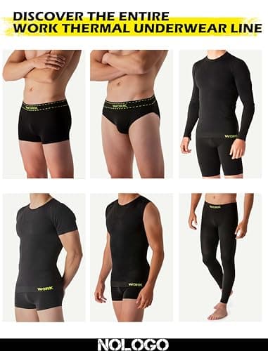 NOLOGO Thermal Top for Men Long Sleeved Work Top - Mens Thermal Top Breathable Microfibre, Men's Thermal Tops Technical, Thermal Underwear Mens Seamless, Thermal Base Layer - Made in Italy Black — view 5