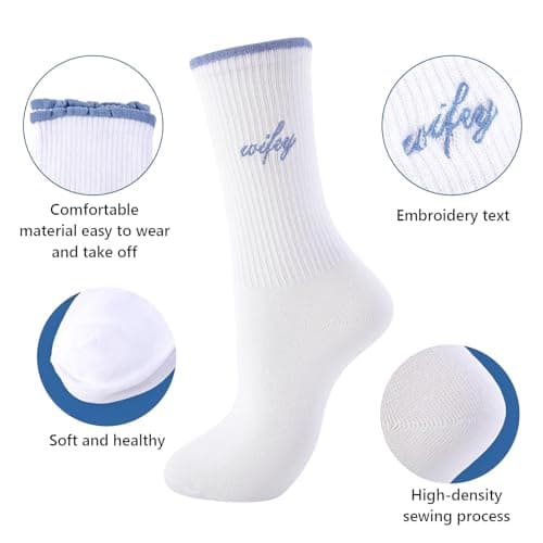 Bride Socks Bride To Be Something Blue Gift, Bride Gifts Soft Cotton Wifey Socks for Women Wedding Engagement Bridesmaid Bridal Shower Gifts Bachelorette Party Favor Honeymoon Essentials Decorations — view 5