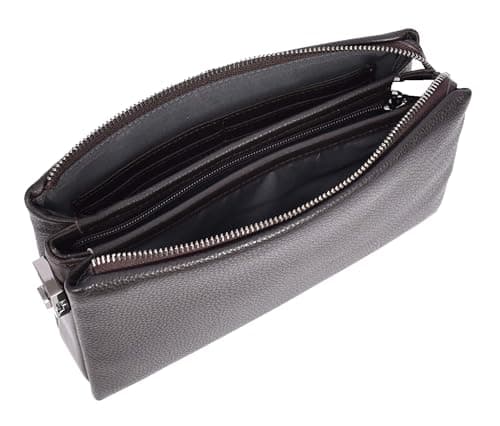 Mens Real Leather Wrist Bag Lockable Clutch Organiser Travel Pouch Thames (Brown) — view 5