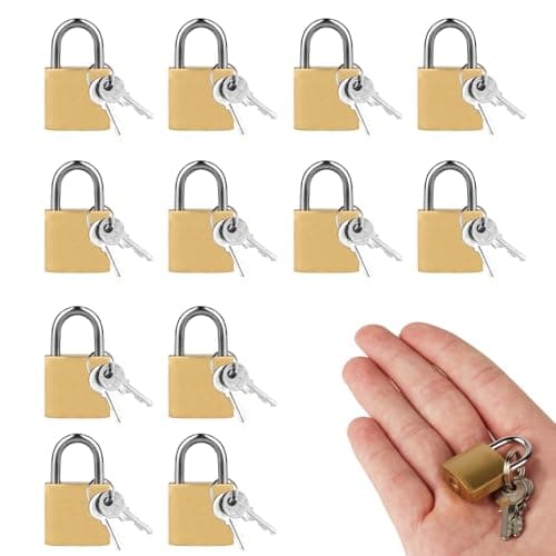 12Pack 20mm Copper-Plated Steel Padlocks-Heavy Duty Small Locks for Lockers
